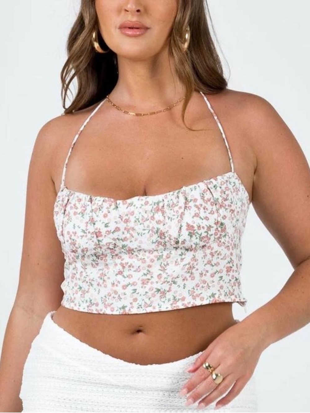 Princess Polly Acer Bustier Top Size 12 White Floral Corset Crop Top NWT